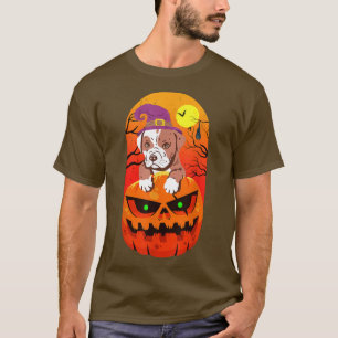 Funny Pitbull Witch Pumpkin Halloween Costume 1020 T-Shirt