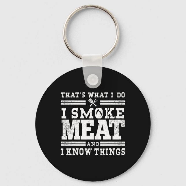 Funny Pitmaster I Smoke Meat Bbq Smoker Grill Gift Keychain (Front)