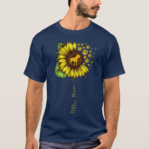 Funny Pittie Mom Sunflower Mothers Day Pitbull Dog T-Shirt