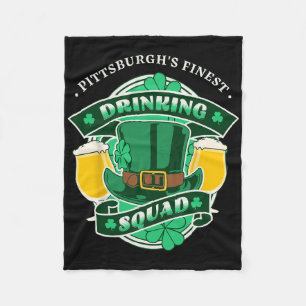 Funny Pittsburgh Drinking Squad Matching St Patric Fleece Blanket