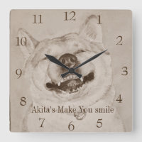 funny piture of akita smiling realist art dog