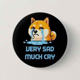 Funny pixel art Shiba Inu dog meme 2 Inch Round Button