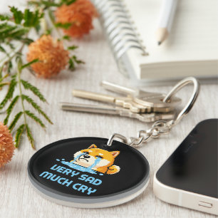 Funny pixel art Shiba Inu dog meme Keychain