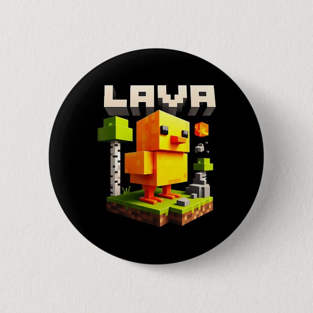 Funny Pixel Chicken Gamer Humour Meme  2 Inch Round Button (Front)
