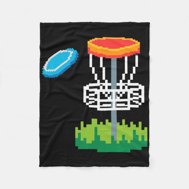 Funny Pixel Disc Golf Tee Player Sket Golfer Golfi Fleece Blanket (Front)