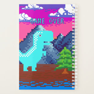 Funny Pixel Gamer Pixelated- Dinosaur Illustration Planner