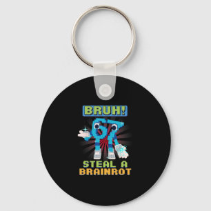 Funny Pixel Meme Bruh 67 Steal A Brainrot  Keychain