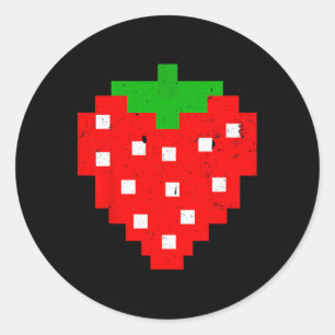 Funny Pixel Strawberry 80s Video Game Costume  Classic Round Sticker