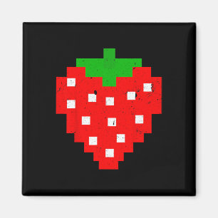 Funny Pixel Strawberry 80s Video Game Costume  Magnet