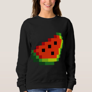 Funny Pixel Watermelon - Retro 8 - Bit Arcade Game Sweatshirt