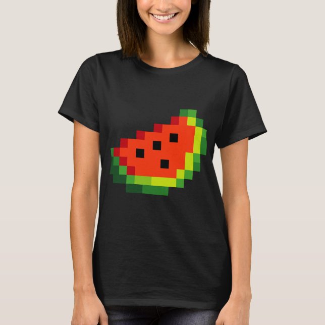 Funny Pixel Watermelon - Retro 8 - Bit Arcade Game T-Shirt (Front)