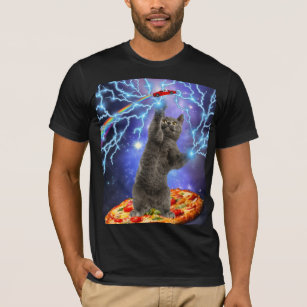 Funny Pizza Cat Rainbow Space T-Shirt