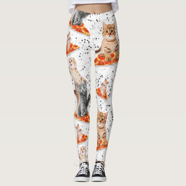 Funny Pizza Cats - Cute Pizza Hamster Leggings (Front)