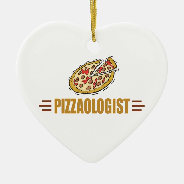 Funny Pizza Ceramic Ornament (Front)
