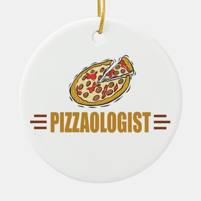 Funny Pizza Ceramic Ornament (Front)