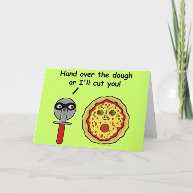 Funny Pizza Cutter Dough Pun Holiday Card (Front)