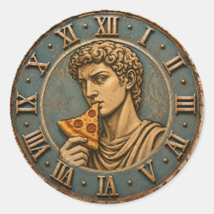 Funny Pizza David Renaissance Art Parody Kitchen Classic Round Sticker