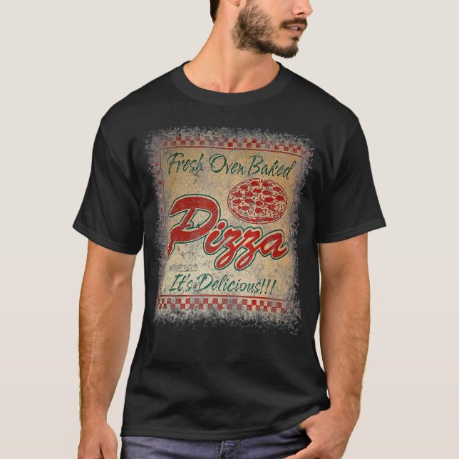 Funny Pizza Delivery Box Vintage Graphic Shirt Men (Front)