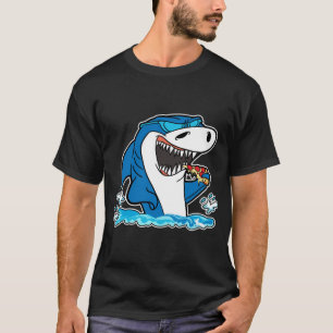 Funny Pizza Eating Shark design Cool Shark Lover T-Shirt