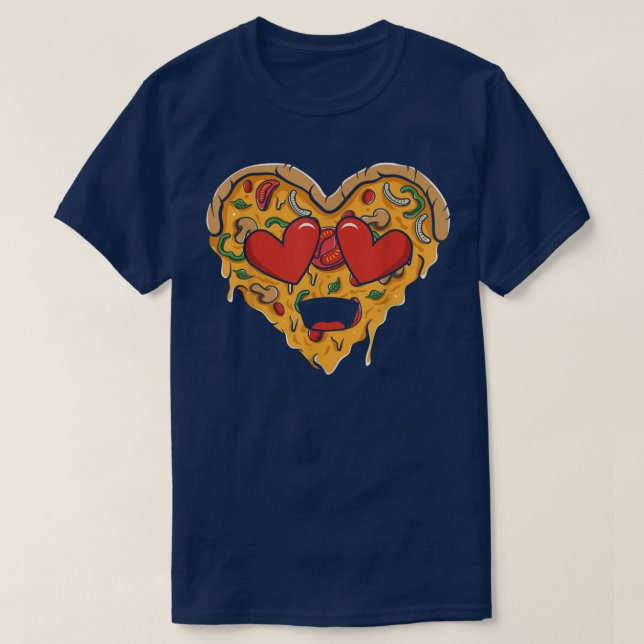 Funny Pizza Leopard Red Heart Lover Valentines Day T-Shirt (Design Front)