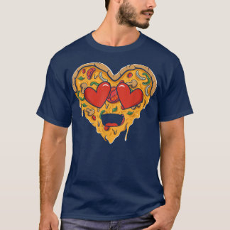 Funny Pizza Leopard Red Heart Lover Valentines Day T-Shirt