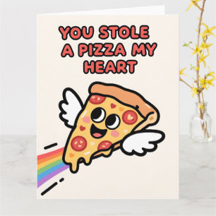 Funny Pizza Love Colorful Valentine Card