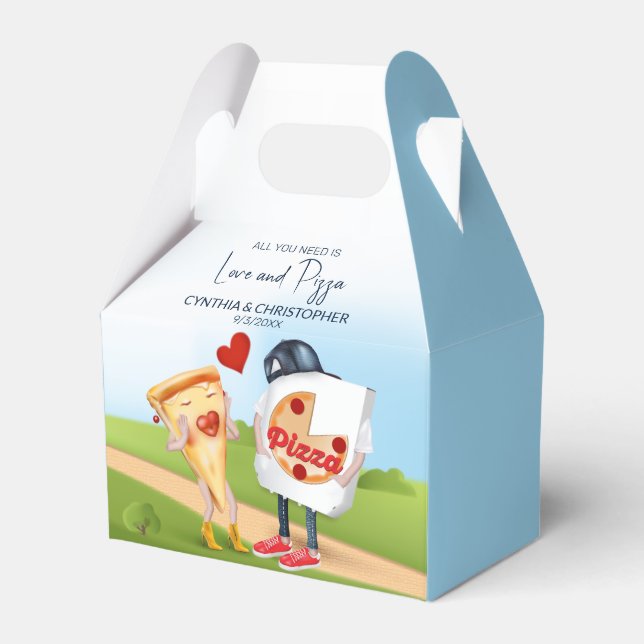 Funny Pizza Love Favor Box (Front Side)
