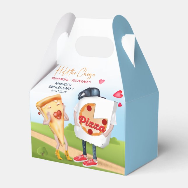 Funny Pizza Love Favor Box (Front Side)