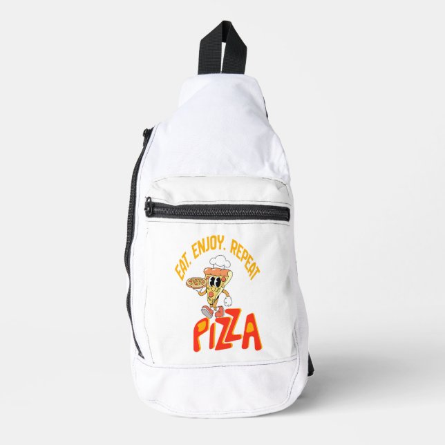 Funny Pizza Lover White Graphic Print Backpack (Front)