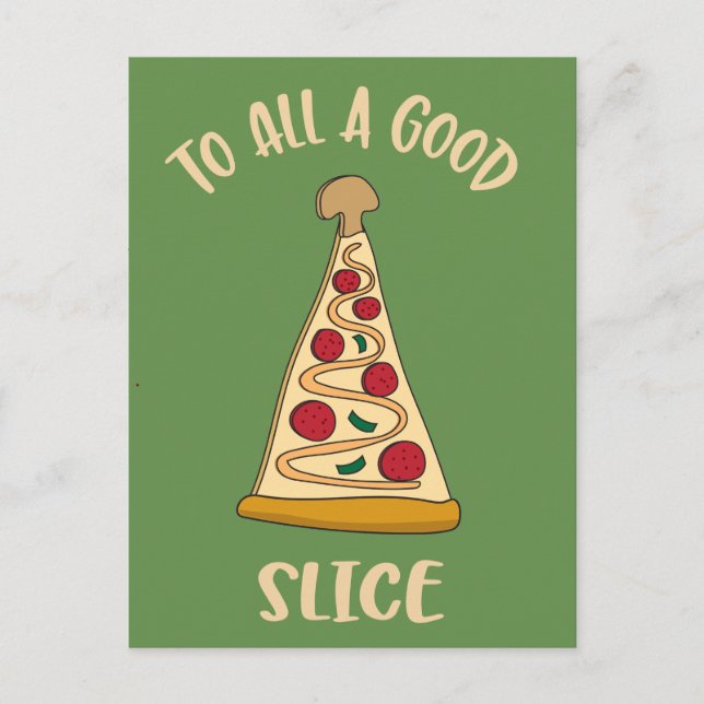 Funny Pizza Lover's Christmas Tree Holiday Postcard (Front)