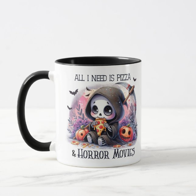 Funny Pizza Movie Halloween Ghost Mug (Left)