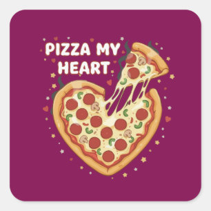 Funny Pizza My Heart Pun Cute Valentine's Foodie Square Sticker
