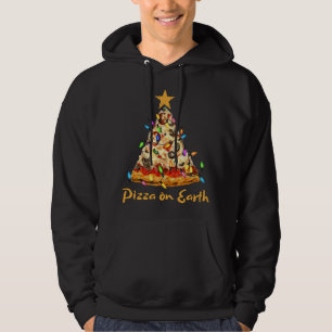 Funny Pizza on Earth Slice Christmas Tree with Lig Hoodie