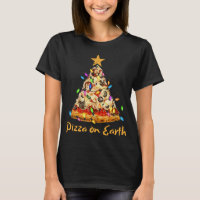 Funny Pizza on Earth Slice Christmas Tree with Lig