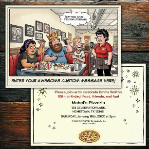 Funny Pizza Parlour Group Celebration Invitation