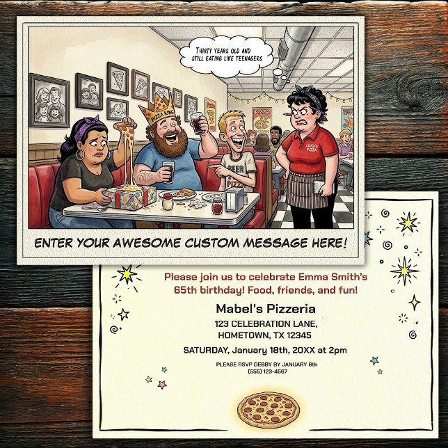 Funny Pizza Parlour Group Celebration Invitation (Creator Uploaded)