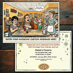 Funny Pizza Parlour Group Celebration Invitation