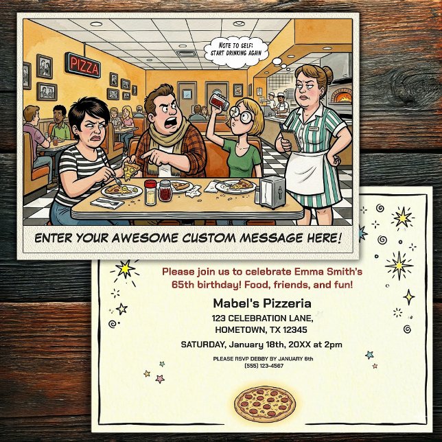 Funny Pizza Parlour Group Celebration Invitation (Creator Uploaded)