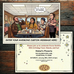 Funny Pizza Parlour Group Celebration Invitation