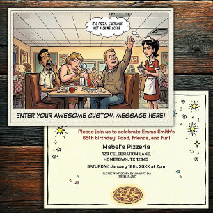 Funny Pizza Parlour Group Celebration Invitation
