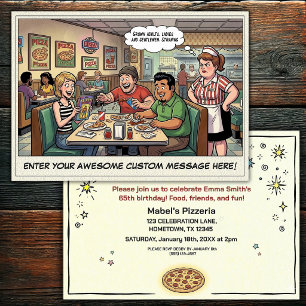 Funny Pizza Parlour Group Celebration Invitation