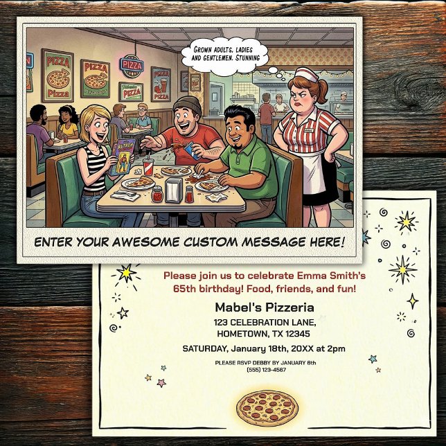 Funny Pizza Parlour Group Celebration Invitation (Creator Uploaded)