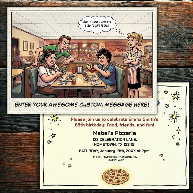 Funny Pizza Parlour Group Celebration Invitation (Creator Uploaded)