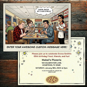 Funny Pizza Parlour Group Celebration Invitation