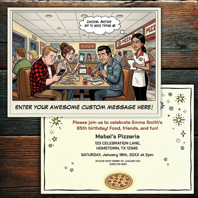 Funny Pizza Parlour Group Celebration Invitation (Creator Uploaded)