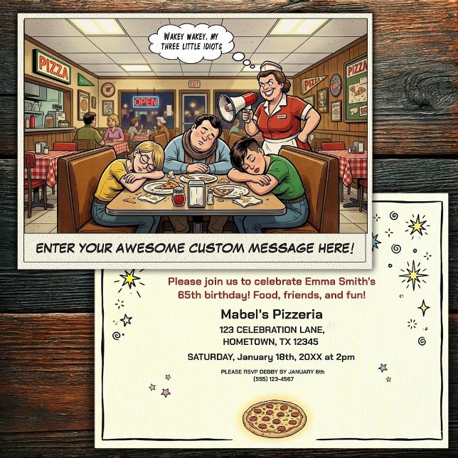 Funny Pizza Parlour Group Celebration Invitation (Creator Uploaded)