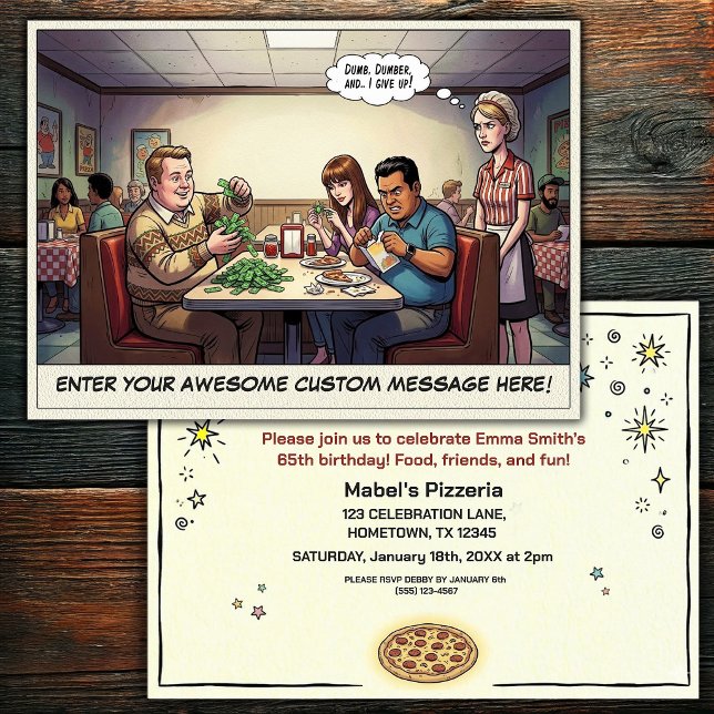 Funny Pizza Parlour Group Celebration Invitation (Creator Uploaded)