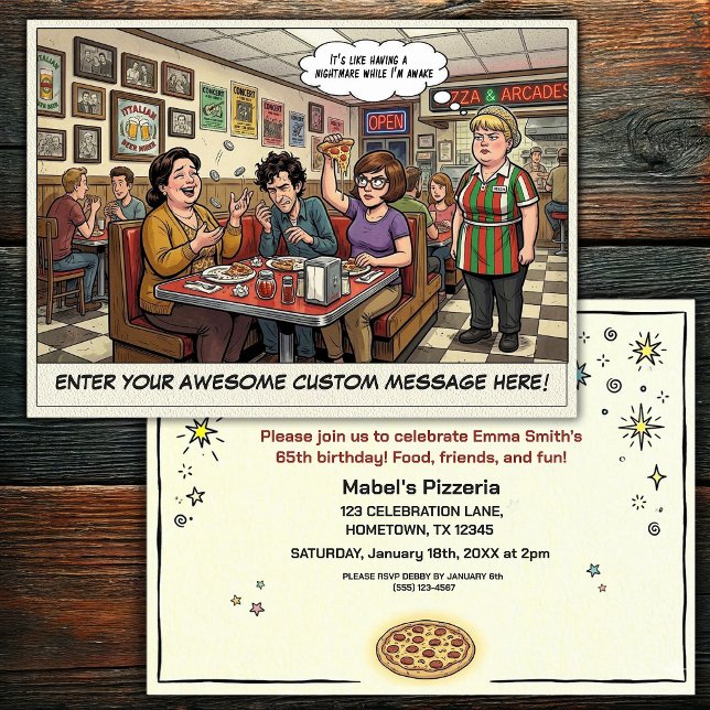Funny Pizza Parlour Group Celebration Invitation (Creator Uploaded)