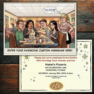 Funny Pizza Parlour Group Celebration Invitation