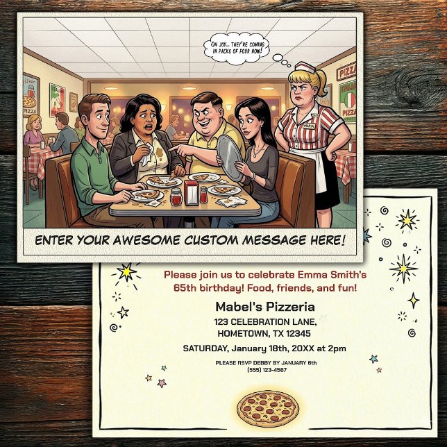 Funny Pizza Parlour Group Celebration Invitation (Creator Uploaded)